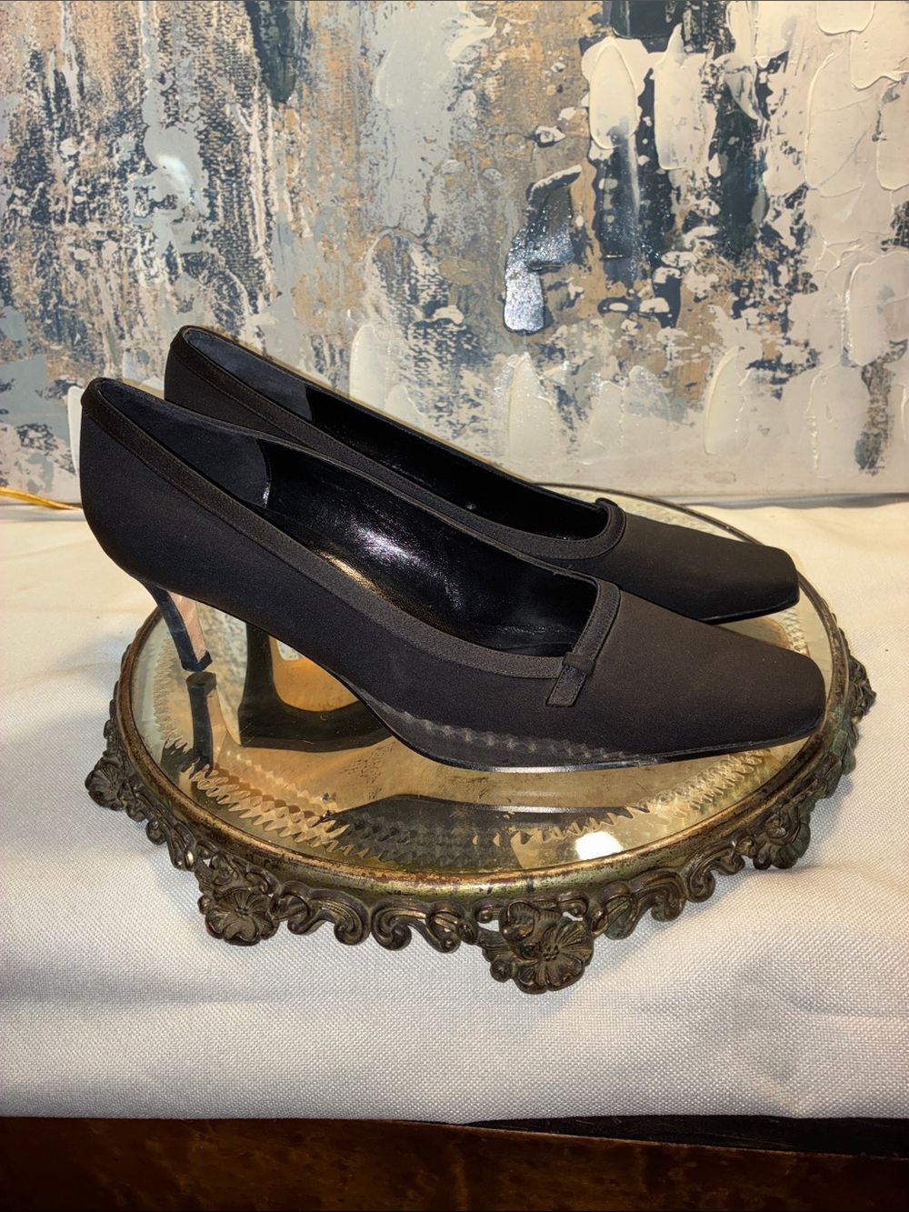 Genuine Van Eli Black Women's Square-Toe Pumps Size 8.5 M